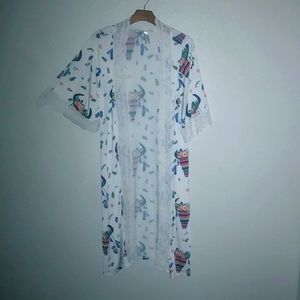 Giddy Up Glamour OS Cowgirl Longhorn Skulls Open Duster